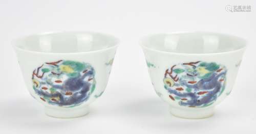 Pair of Doucai Glazed 