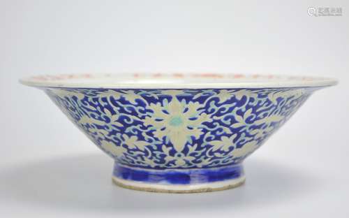 Chinese Iron-Red & Blue Glazed Bowl,19th C.