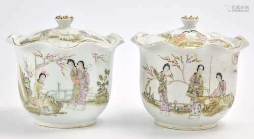 Pair of Famille Rose Jars & Cover ,ROC Period