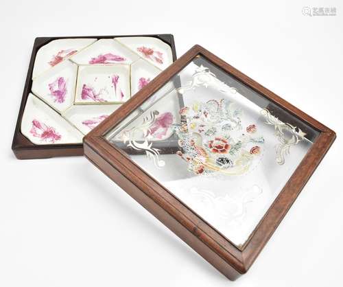 Chinese Dinner Set Ruby Red Plates w/ Box ,19th C.