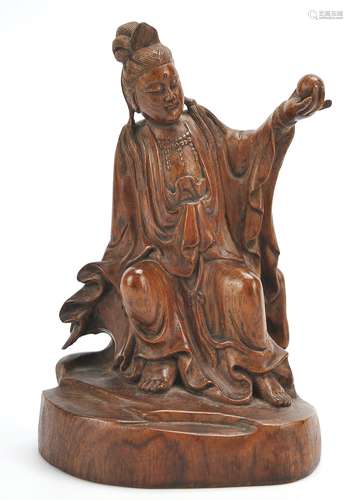 Huanghuali Carving of Guanyin, Qing D.