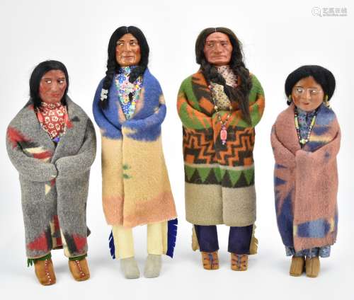 Group of 4 Large American Indian Skookum Dolls