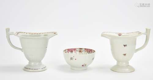 Pair of Famille Rose Cream Pitcher w/ bowl,18th C.