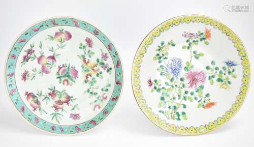 Pair of Chinese Famille Rose Plates,19th C.