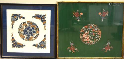 Two Mandarin Square Style Embroideries,Qing D.