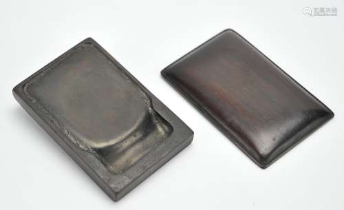 A Miniature Inkstone w/ Polished Wood Cover