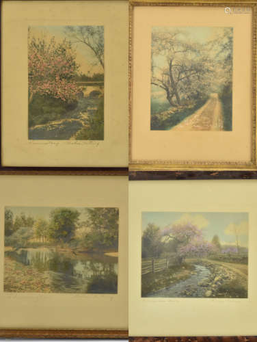 Wallace Nutting, Group of 4 Handcolored Prints w/