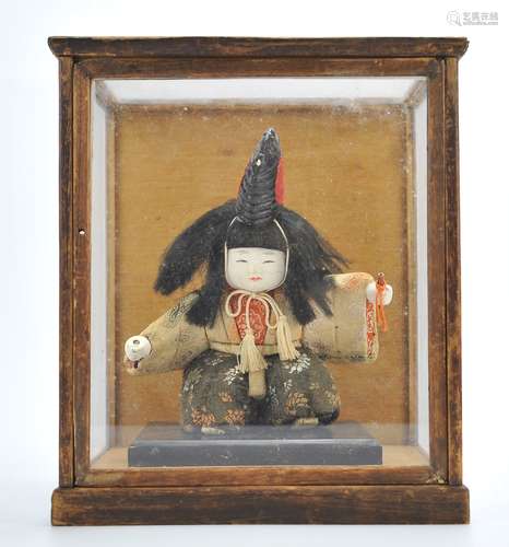 A Japanese Kimekomi Doll w/ Case,19th C.