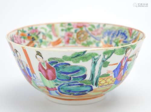 Cantonese Glazed Bowl w/ Female Figures,18th C.