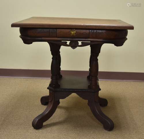 Aesthetic Movement Oak 2-Drawer Games Table 1880