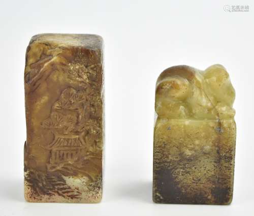 Two Piece of Chinese Soapstone Seal