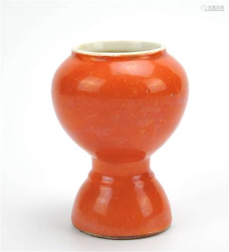 Chinese Coral Red Glazed Stem Cup,19th C.
