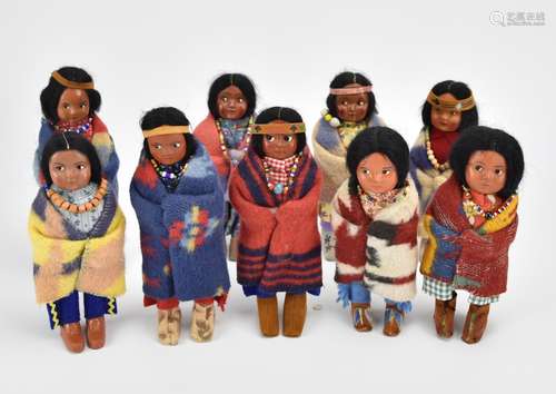 Group of 9 Indian Skookum Dolls