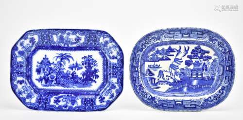 2 Ceramic English Chinoisserie Trays, 19th C.