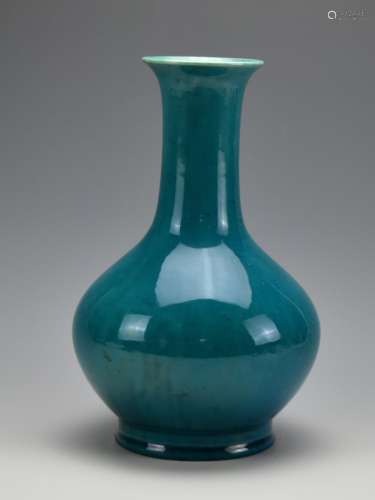 Chinese Peacock Blue Glazed Vase,19th C.