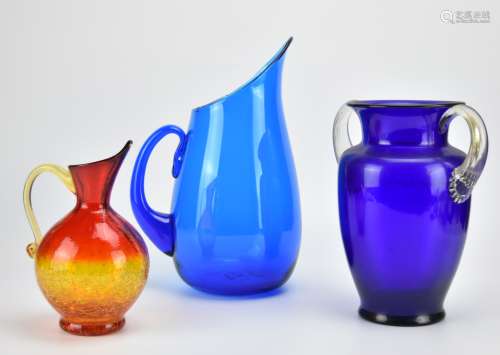 3 Piece Colored Glass Vessels