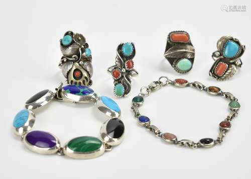 (6)Group of Turquoise and Coral Jewelry