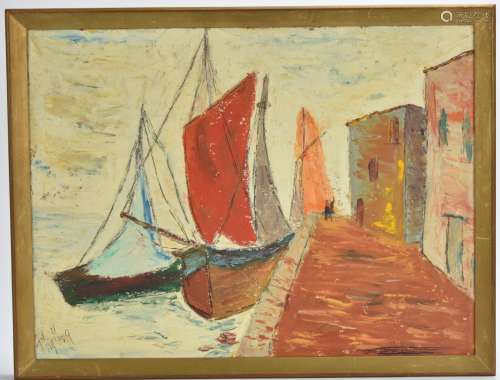 Mid-Century Impressionist Sailboats, Oil on Board