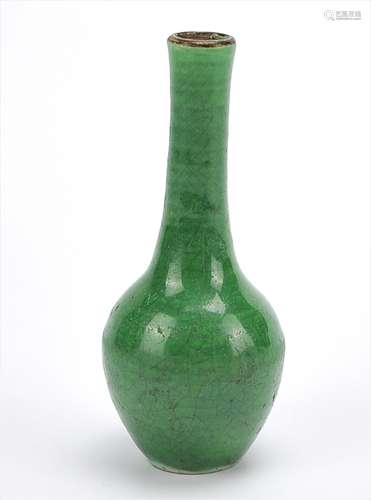 Miniature Green Glazed Pear-Shaped Vase,18th C.