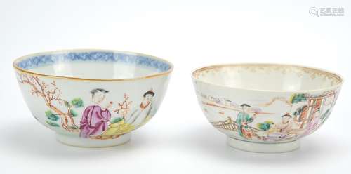 Two Cantonese Glazed Bowls w/ Figures,18th C.