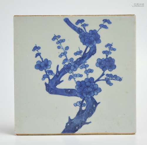Chinese Blue & White Porcelain Panel,19th C.