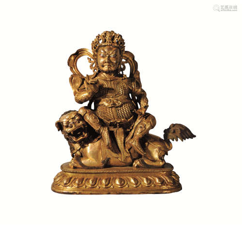 十八世纪 铜鎏金财宝天王坐像