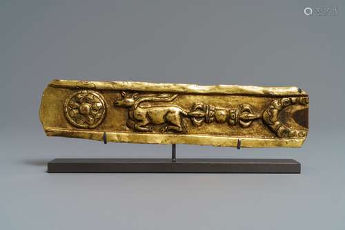 A gilt copper alloy altar fragment, Tibet, 17th C.