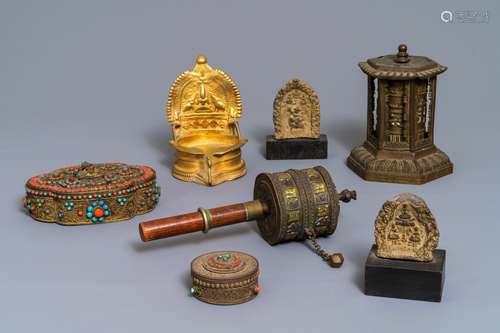 A varied collection of Tibetan votive objects, 19/20th C.