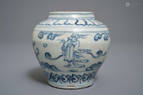 A Chinese blue and white jar, Hongzhi