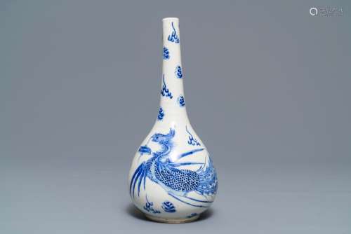 A Chinese blue and white 'Bleu de Hue' Vietnamese market vase, Nei Fu mark, 19th C.