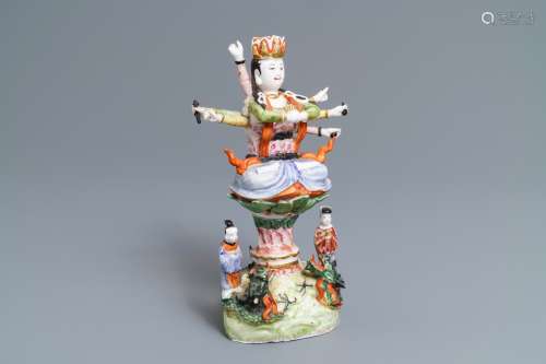 A Chinese famille rose figure of the ten-armed Avalokitesvara, Republic, 20th C.