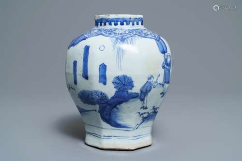 A Chinese blue and white baluster vase, Transitional period