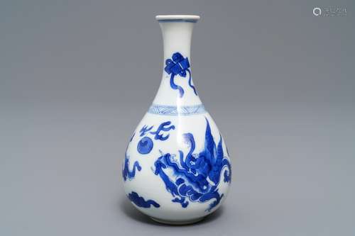 A Chinese blue and white 'dragon' vase, Kangxi