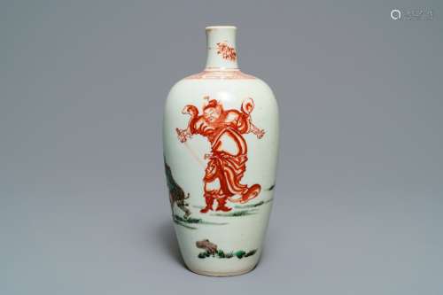 A Chinese famille verte 'Zhongkui' vase, Kangxi