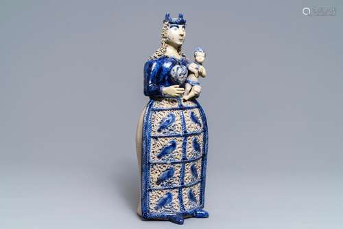 A large Westerwald stoneware model of the Virgin and child, 1st half 17th C.