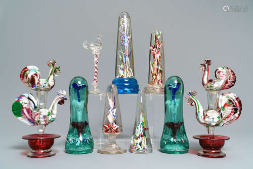 Nine glass paperweights, France, 18/19th C.