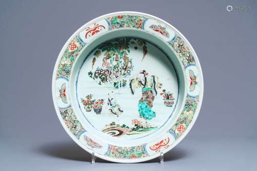 A Chinese famille verte basin, Kangxi mark and of the period