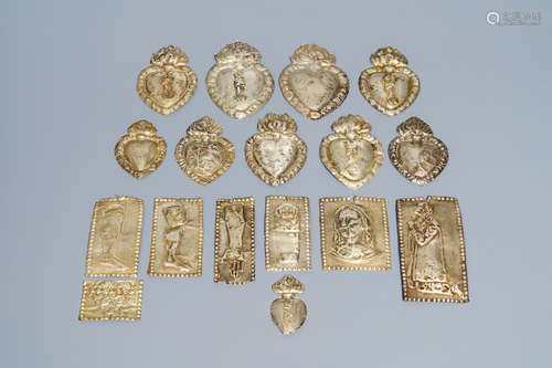 A collection of seventeen silver ex-voto plaques, 19/20th C.