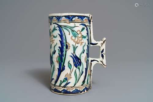 A polychrome Iznik tankard, Turkey, 17th C.