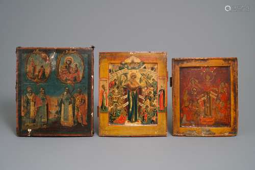 Three Russian icons, 18/19th C.