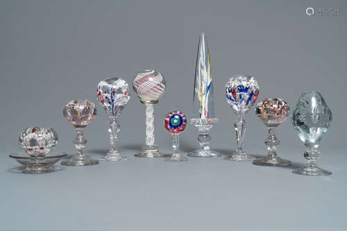 Nine glass paperweights, France, 18/19th C.