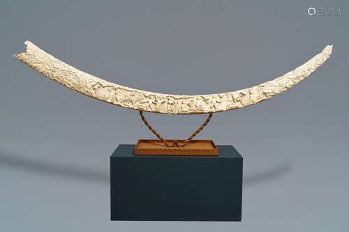 An exceptionally large carved ivory 'Bacchants' tusk, France or Italy, 18th C.