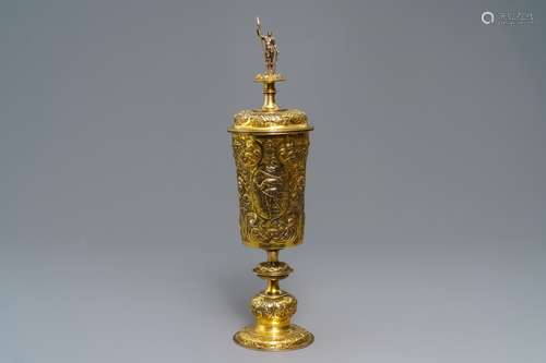 A German or Moravian silver-gilt cup and cover, 19th C. or earlier