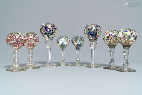 Eight glass paperweights, France, 18/19th C.