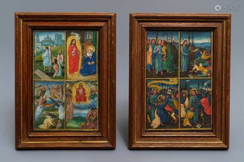 Two Flemish illuminated miniatures on vellum, 16th C.