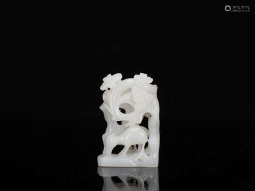 A HETIAN JADE STORY-TELLING SHAPED ORNAMENT