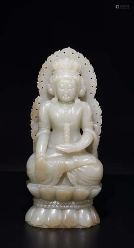 A HETIAN JADE GUANYIN SHAPED ORNAMENT