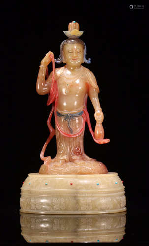 A FURONG STONE GUANYIN SHAPED ORNAMENT