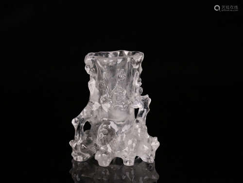 A CRYSTAL PEN HOLDER