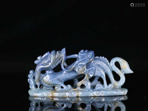 A SAPPHIRE MADE DRAGON SHAPED PEN HOLDER